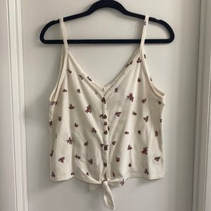 Floral tie crop tank
